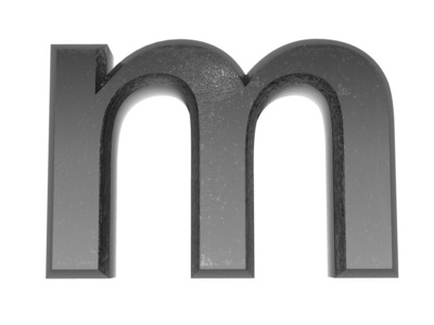 3d 字母表中的金属，孤立在白色背景上