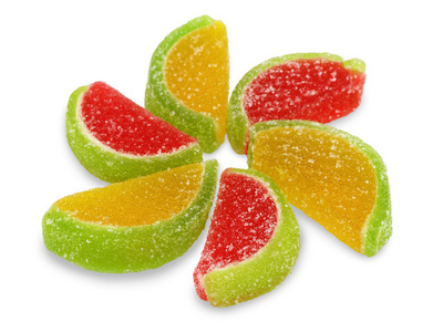 多彩水果含糖糖果特写图片