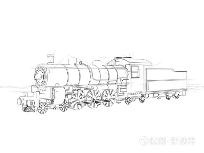 illustation的一辆蒸汽机车