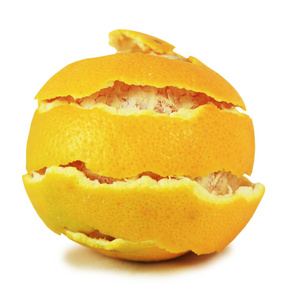 剥皮鲜橙色孤立在白色背景图片