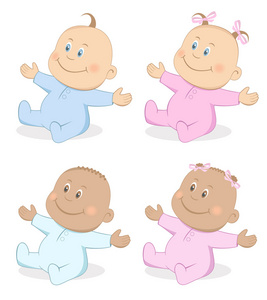 婴儿男孩和女孩吉祥物设置 4