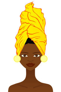 美丽的非洲女人与传统头饰