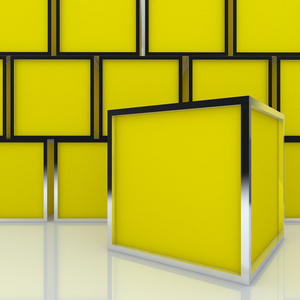 3d 空白抽象黄色框显示