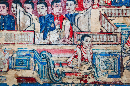 古代绘画的佛教寺庙壁画在佛寺唱