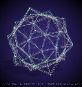 抽象的立体几何形状 多色速写十二面体。手绘 3d 多边形十二面体。10，Eps 矢量