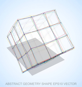 抽象的立体几何形状 多色速写多维数据集。手绘 3d 多边形多维数据集。10，Eps 矢量