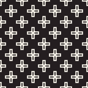 矢量无缝黑色和白色简单十字广场模式