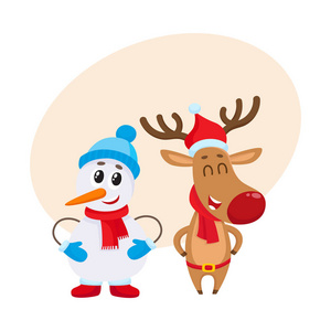 与圣诞驯鹿围巾帽子和手套 Dnowman