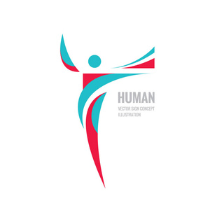 人的性格矢量 logo 模板概念插画体育俱乐部 健身厅 保健中心 音乐节日等。抽象的形状。设计元素