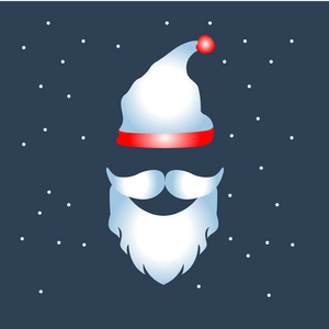胡子，戴上帽子的圣诞老人图标