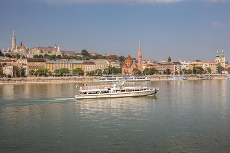 在匈牙利首都布达佩斯，多瑙河上的船