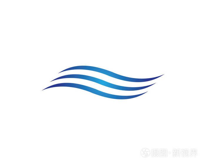 水波浪符号和图标标识模板vectorv