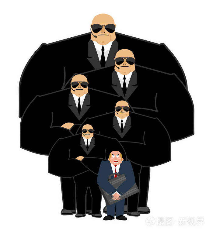 保镖服务和手提箱的商人vip保护