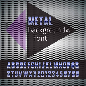 金属字体和背景 金属网格。设计模板