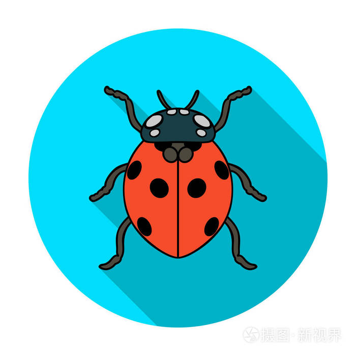 瓢虫在白色背景上孤立的平面样式的图标.昆虫的符号股票矢量图插画-正