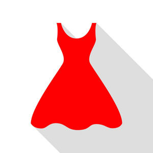 女人的衣服标志。红色图标与平面样式阴影路径