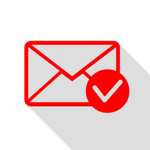 邮件标志图与允许标记。红色图标与平面样式