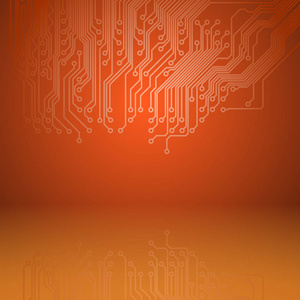 与电路板纹理抽象电子橙色背景