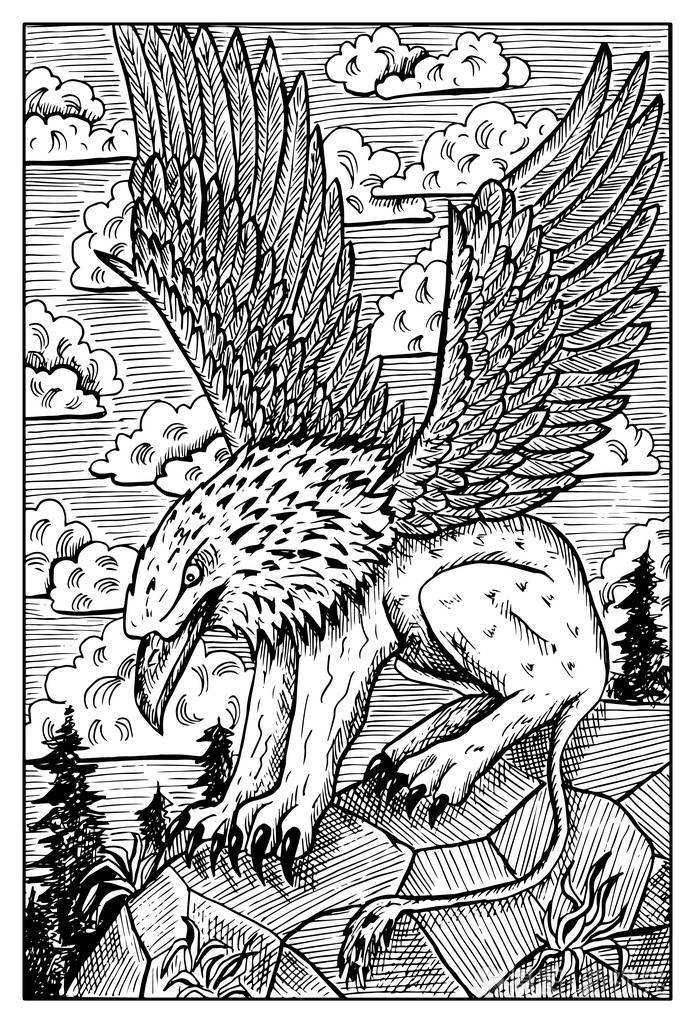 鹰头狮.奇幻插画