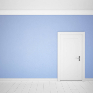 空荡荡的房间内部与蓝色的墙