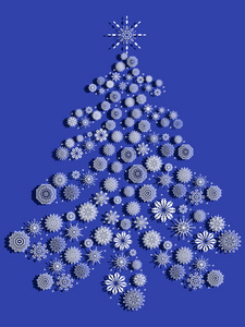在蓝色的雪花圣诞树