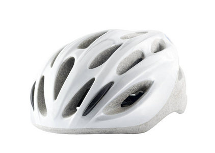 孤立在白色背景上的白色自行车头盔
