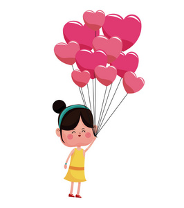 女孩与气球粉红色的心情人节