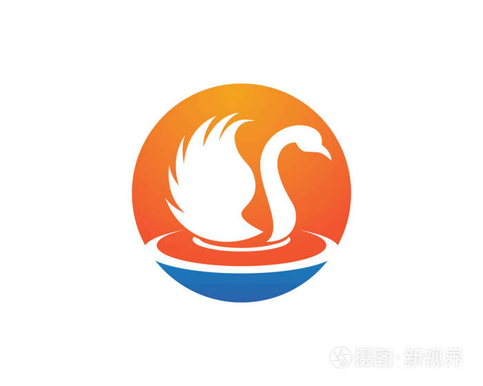 鹅的图标.平面插画孤立的标志符号