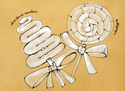 在牛皮纸上手工图冬季糖果图片
