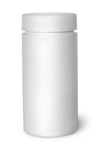 白色塑料瓶带盖关闭的维生素图片