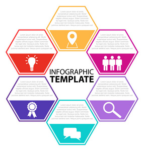 六步矢量平面图表模板
