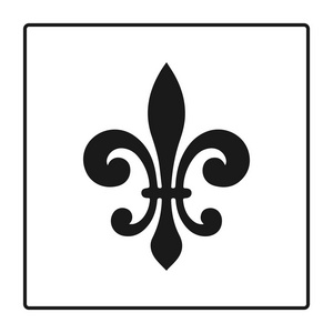 Fleur de lis 符号 剪影纹章符号。矢量图。中世纪的标志。发光法国 fleur de lis 皇家百合。典雅的装饰
