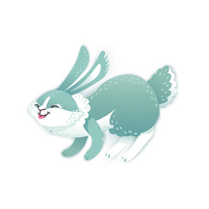 微笑的卡通兔。有趣的兔子。可爱的兔子。矢量图