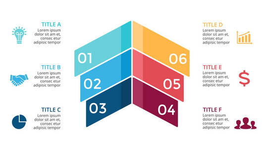 矢量箭头图 图图 图演示文稿。经营理念与 6 选项 配件 步骤 流程