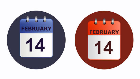 2 月 14 日，两个变体中的日历图标