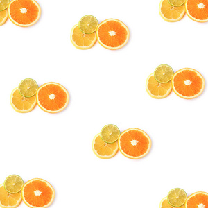 白色背景的顶视图平面样式的一个孤立的柑桔柠檬石灰橙色模式