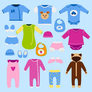 矢量婴儿衣服图标集