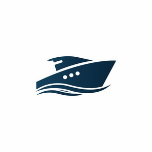 企业徽标游艇漂浮在波现代简单孤立矢量