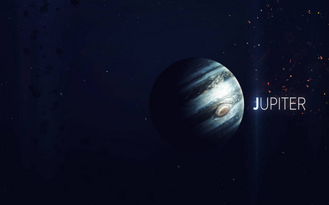 木星高分辨率美丽艺术提出了太阳系的行星。这个由美国国家航空航天局提供的图像元素