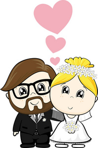 新娘和新郎在爱婚礼卡通图片