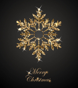 闪耀圣诞背景与闪亮的黄金 Snowflakes.Christmas 和新的一年的背景与雪花。圣诞快乐的圣诞贺卡。矢量模板