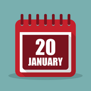 与 1 月 20 日在平面设计中的日历。矢量图