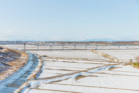 公共公园与白色的雪图片