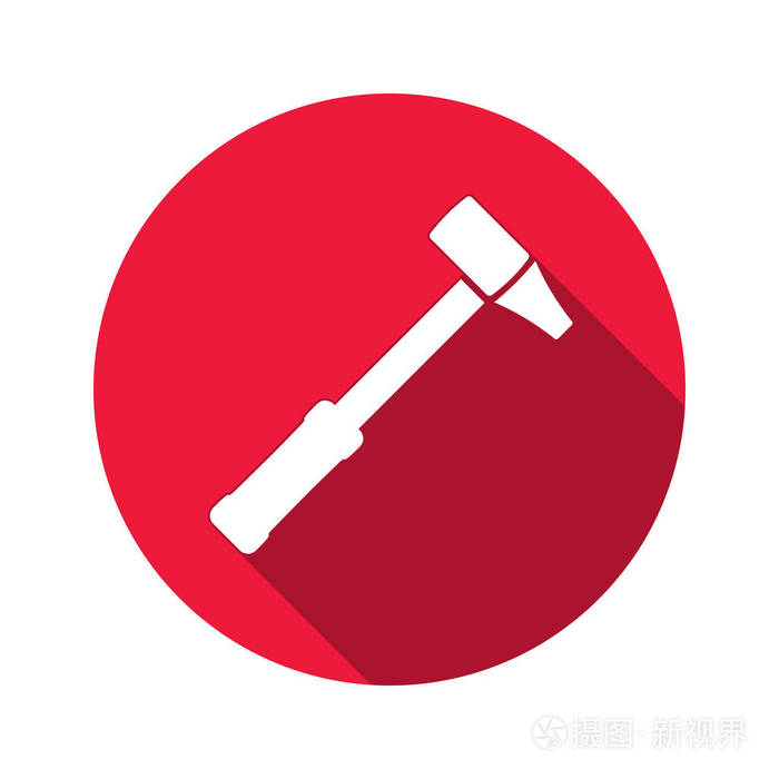 锤子图标修复工具符号圆圈平标志与长长的阴影矢量