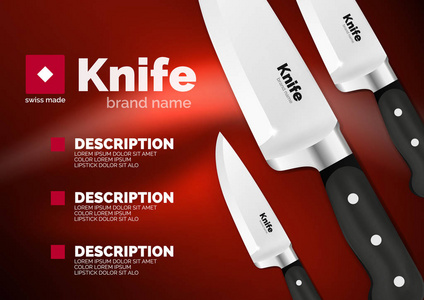 矢量瑞士制造的刀广告模板图片