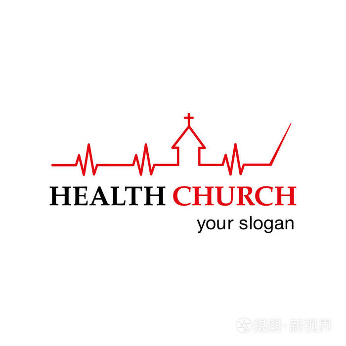 标志为基督教教会生活会生活的脉搏,心电图
