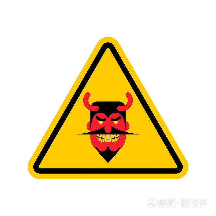 注意魔鬼.危险的黄色道路标志.撒但谨慎插画-正版商用图片0wj3hv-摄图