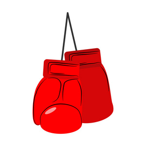 孤立的红色拳击手套。在白色背景上的运动配件
