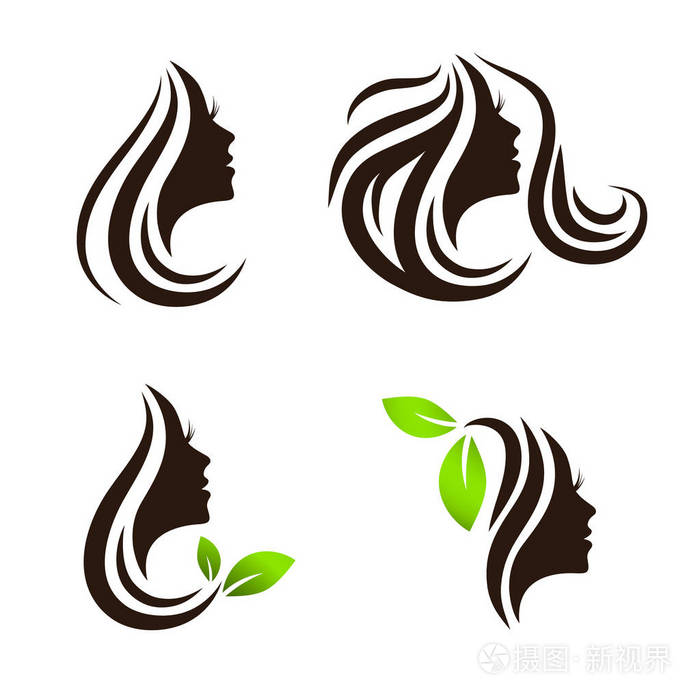 女人的美丽头发 spa 沙龙标志设计设置