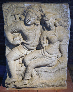 恋人雕塑在 Isurumuniya 岩寺